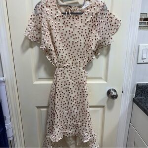 Astr Cream Dress with Brown Polka Dots